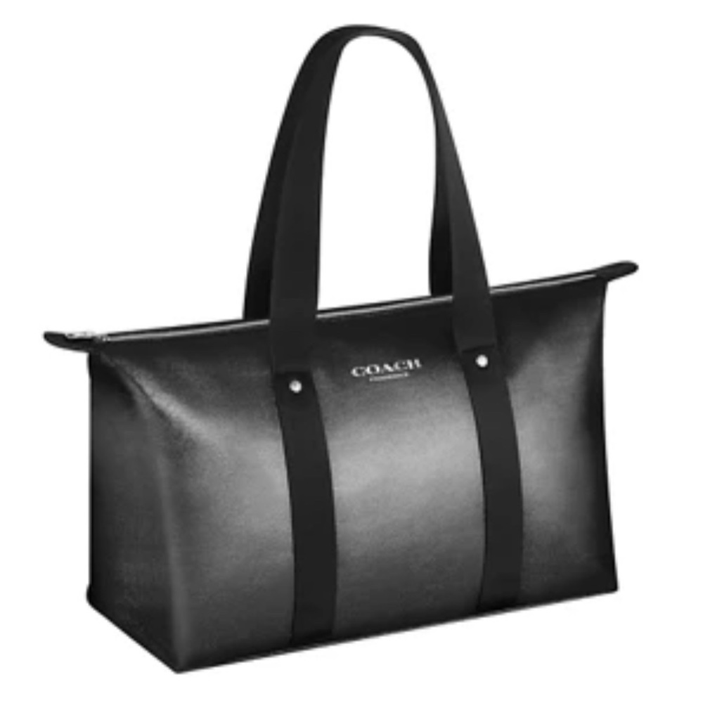 COACH Fragrance Tote Bag Silver Metallic Weekend Travel/Duffel Bag Large Purse